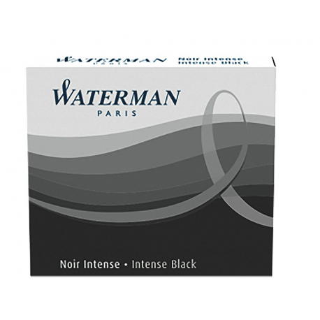 Waterman Short Size Ink Cartridges Permanent Black (Pack of 6)