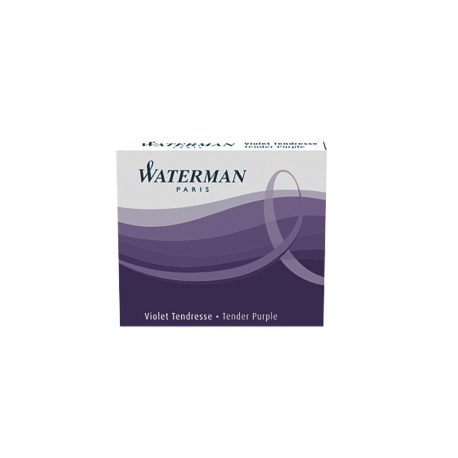 Waterman Ink Cartridges Permanent Purple International Short Size - Pack of 6