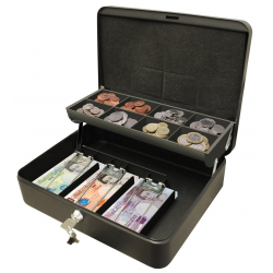 Cathedral 12" Lockable Petty Cash & Coins Security Box Tin Safes