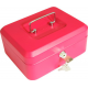 8" Petty Cash Box, Lockable Money Box Tin - Pink