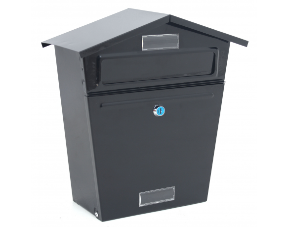 Black Wall Mounted Letterbox Mailbox - Outdoor Lockable Postbox