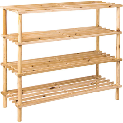 4 Tier Wooden Shoe Rack Vertical Storage Shelf Unit