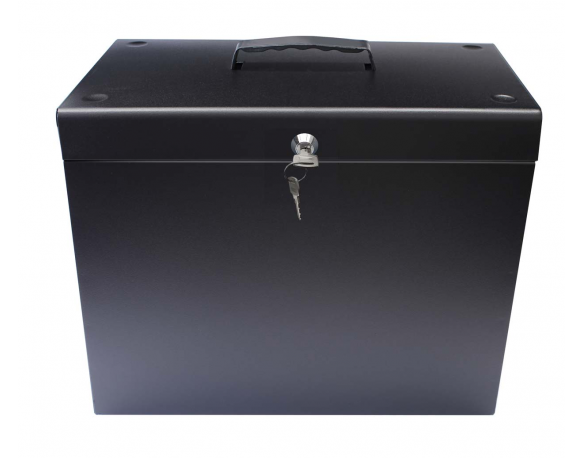 Cathedral Lockable A4 Metal Filing Box, Black