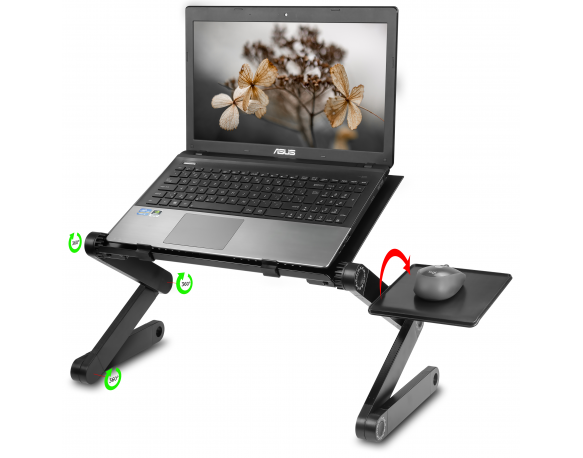 Adjustable Folding Laptop Stand with Mouse Tray, Portable
